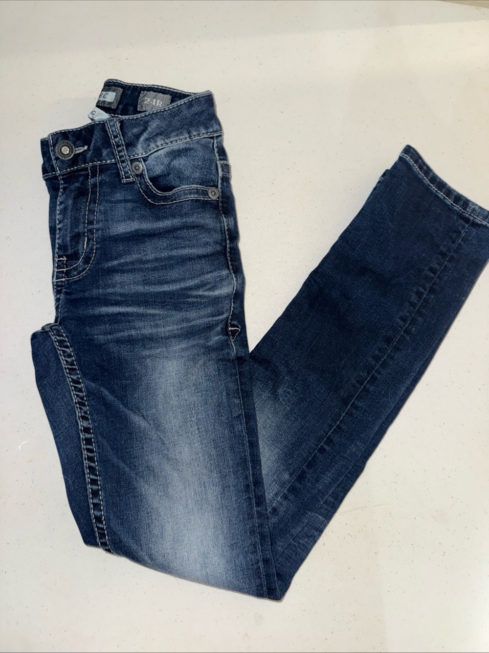 BKE Men's Light Blue Washed Slim Straight Jeans